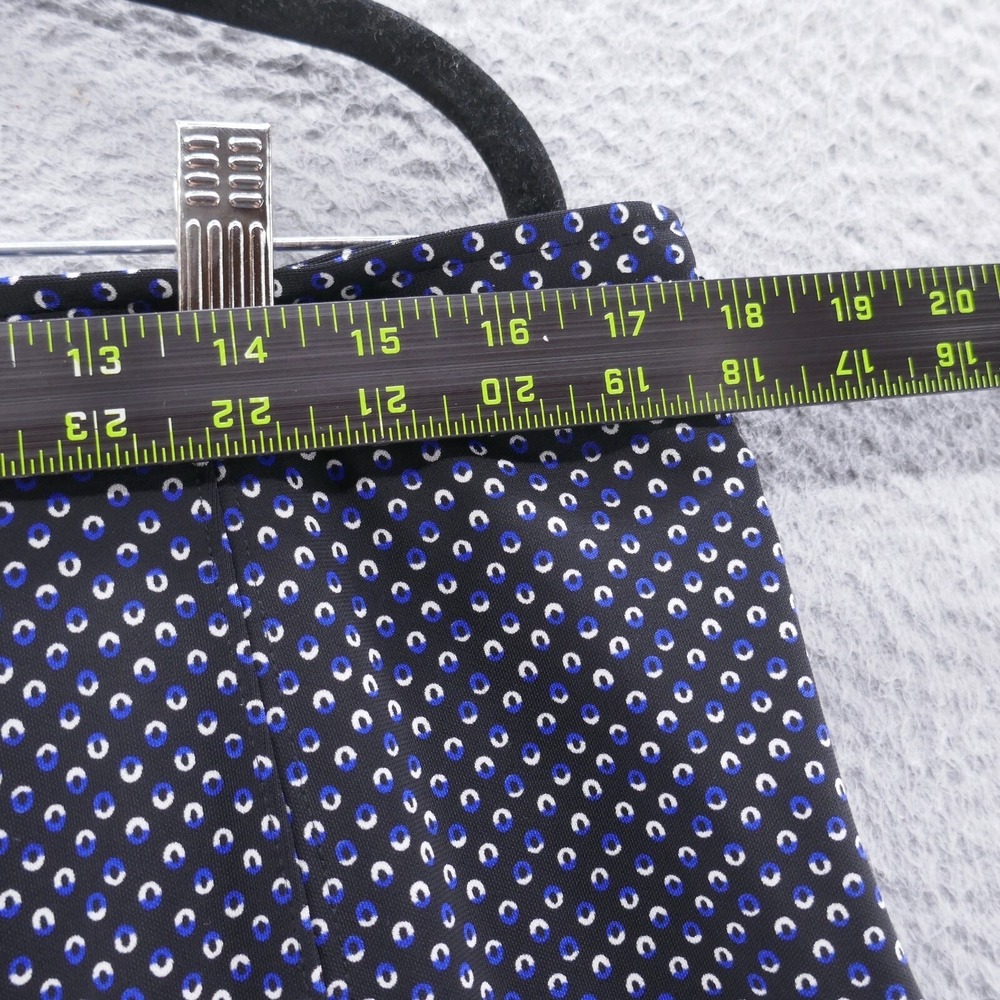Talbots Petites Womens 14P Navy Blue Geometric Circle Print‎ ALine Flounce Skirt - Picture 6 of 11
